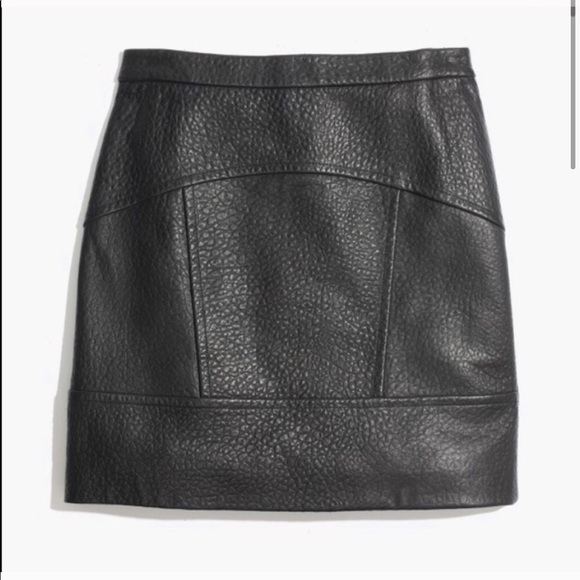 Madewell Black Leather Pebbled Mini Skirt 6 - Picture 3 of 8